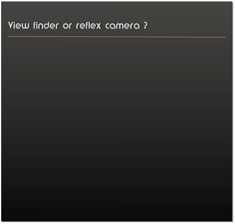 View finder or reflex camera ?